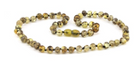 Natural Baltic Amber Adult Necklace Light Green Color Polished Baroque Shape Pieces