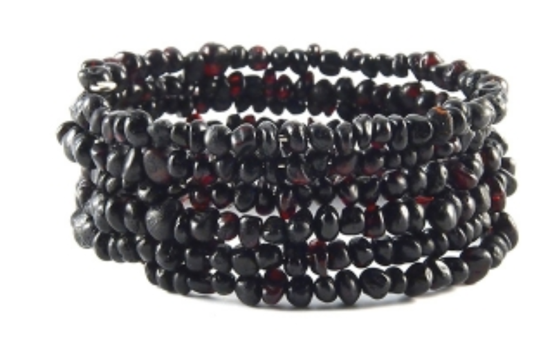 Natural Baltic Amber Bracelet Cherry color Baroque Style Beads Spiral 17 cm 7 inches