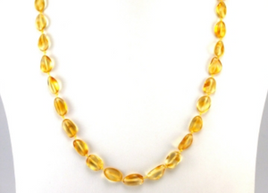 Genuine Baltic Amber Necklace Transparent Oval Form Beads 45 cm 18 inches