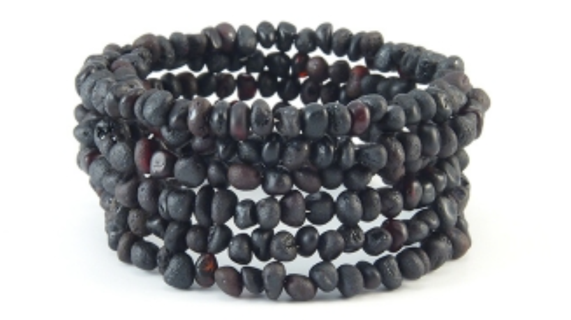 Fine Baltic Amber Bracelet Dark Cherry Raw Unpolished Baroque form Beads Spiral