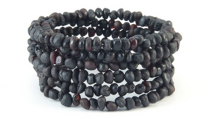 Fine Baltic Amber Bracelet Dark Cherry Raw Unpolished Baroque form Beads Spiral