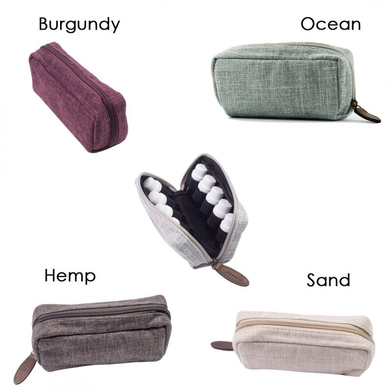 10 Bottle - Hemp Travel Essential Oil Carry Bag (4 Colors)