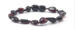 Natural Baltic Amber Baby Teething Bracelet Cherry color Oval Beads