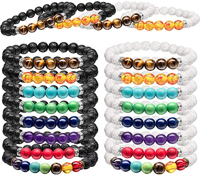 Unisex Lava Stone Chakra Bracelet