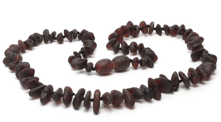 Natural Baltic Amber Children Necklace Cherry color Unpolished Stones
