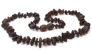 Natural Baltic Amber Children Necklace Cherry color Unpolished Stones