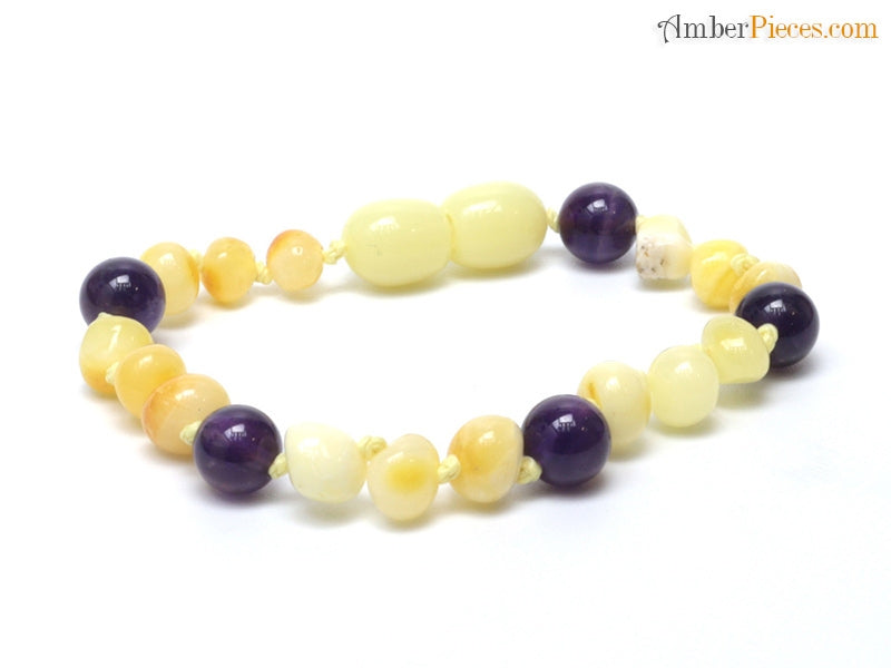 Amber Bracelet Butter & Amethyst