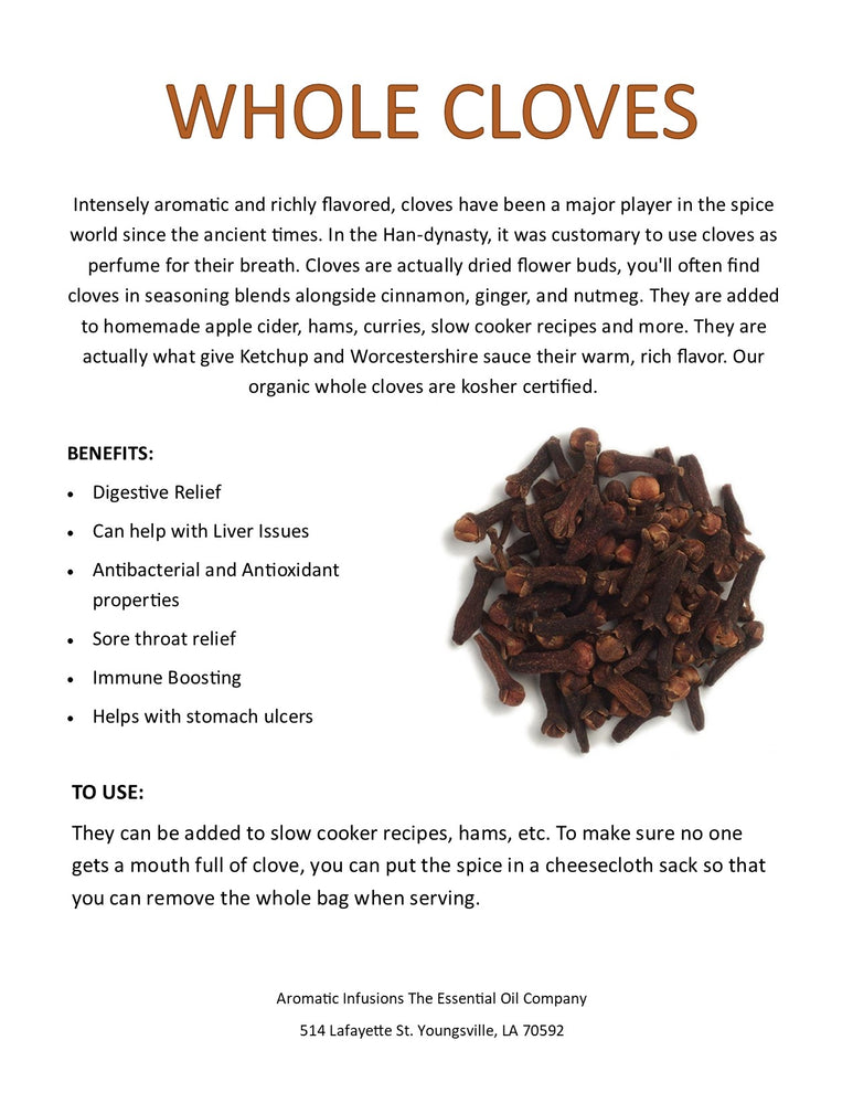 Spicy Organic Cloves Whole - 100% Pure Usda Organic - Non-GMO Keto Friendly Non-Irradiated Fresh Clove Seed Spice - 4 oz Spicy Organic Cloves Whole - 100% Pure Usda Organic - Non-GMO Keto Friendly Non-Irradiated Fresh Clove Seed Spice - 4 oz